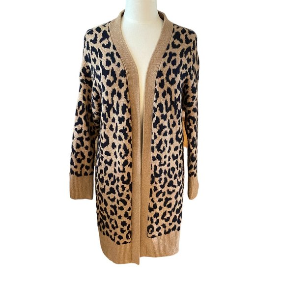 Sincerely Jules Leopard Print Open Cardigan Sz L Long Duster Mobwife - Picture 12 of 12